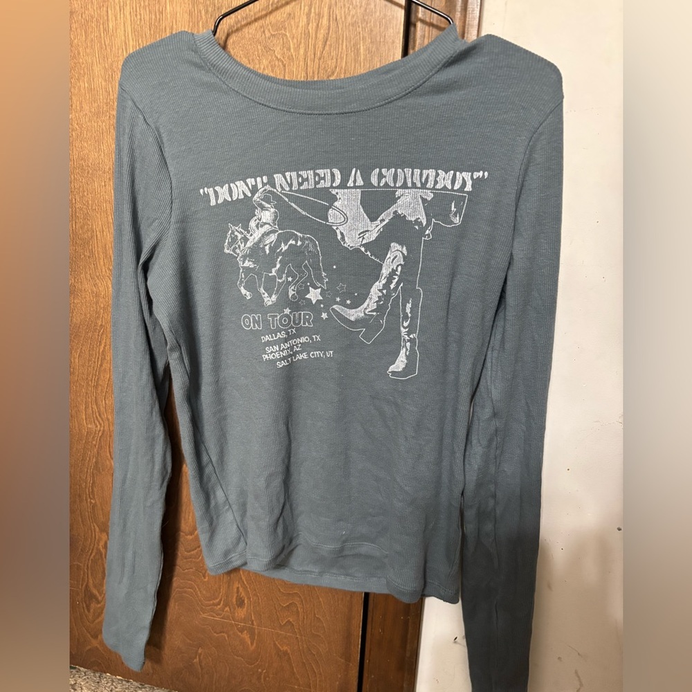 Hollister Blue Graphic Long Sleeve Tee